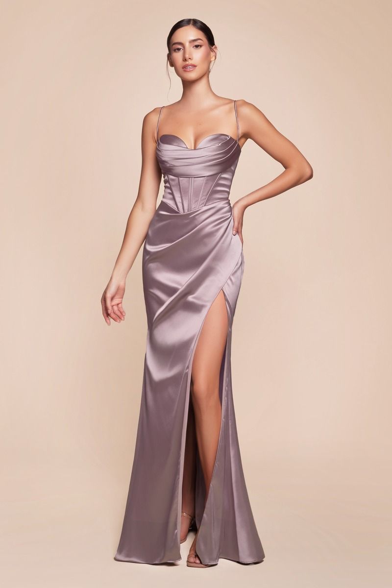 Satin Corset Cowl Gown - Ladivine 7483