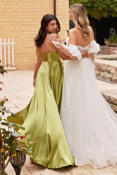 LONG SATIN A-LINE DRESS BY CINDERELLA DIVINE BD104