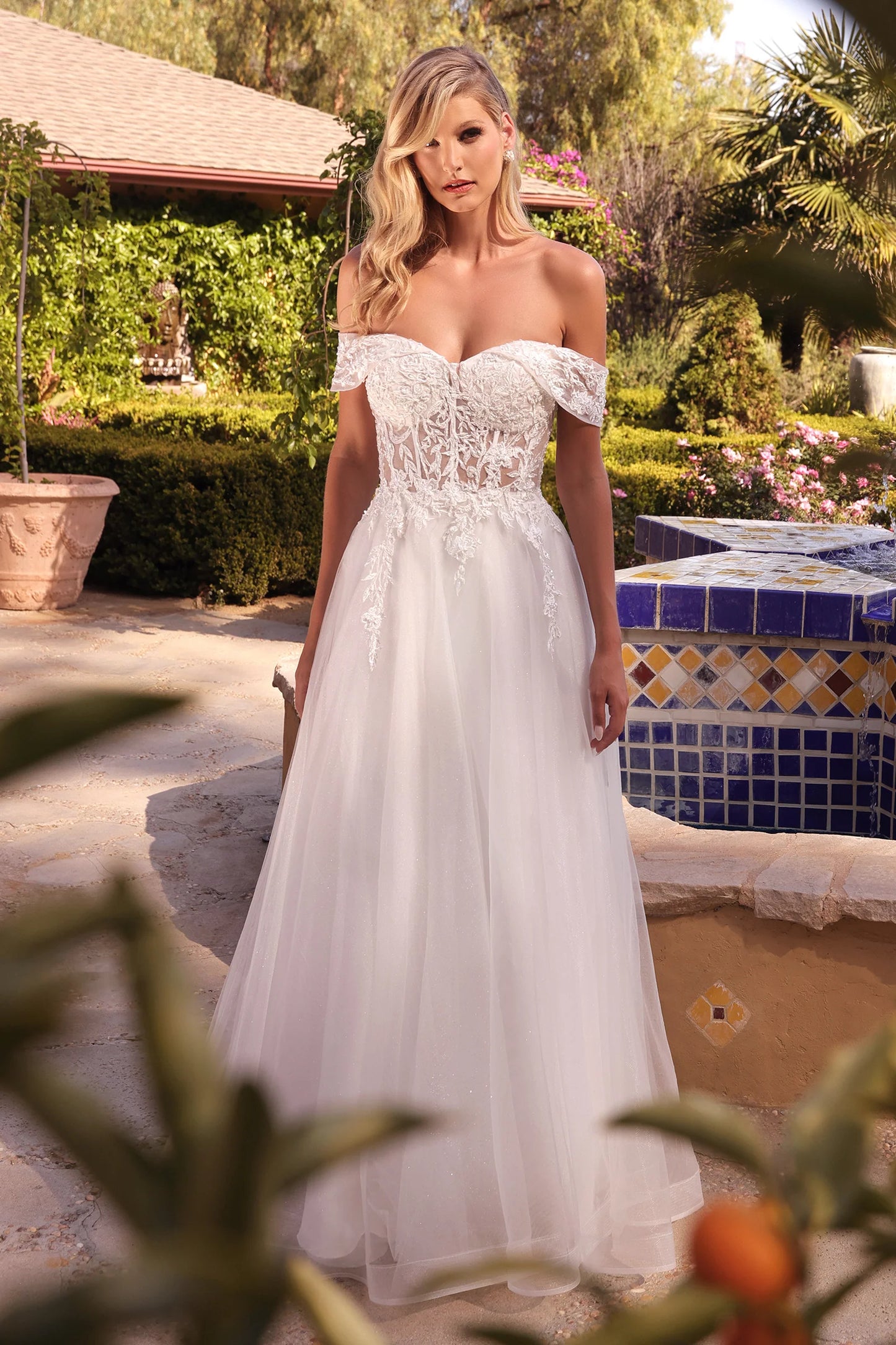 A-Line Off-Shoulder Lace Wedding Gown - CD961W
