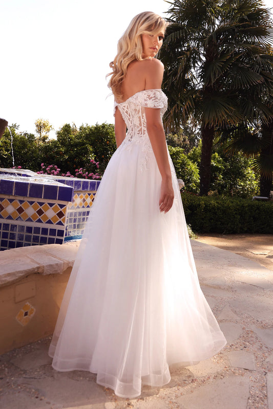 A-Line Off-Shoulder Lace Wedding Gown - CD961W