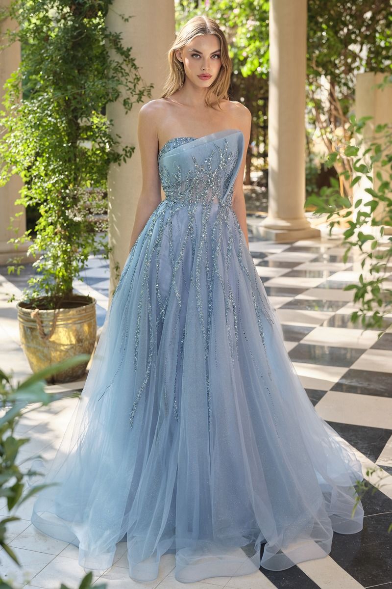 Strapless Beaded Ball Gown - Andrea & Leo A1491