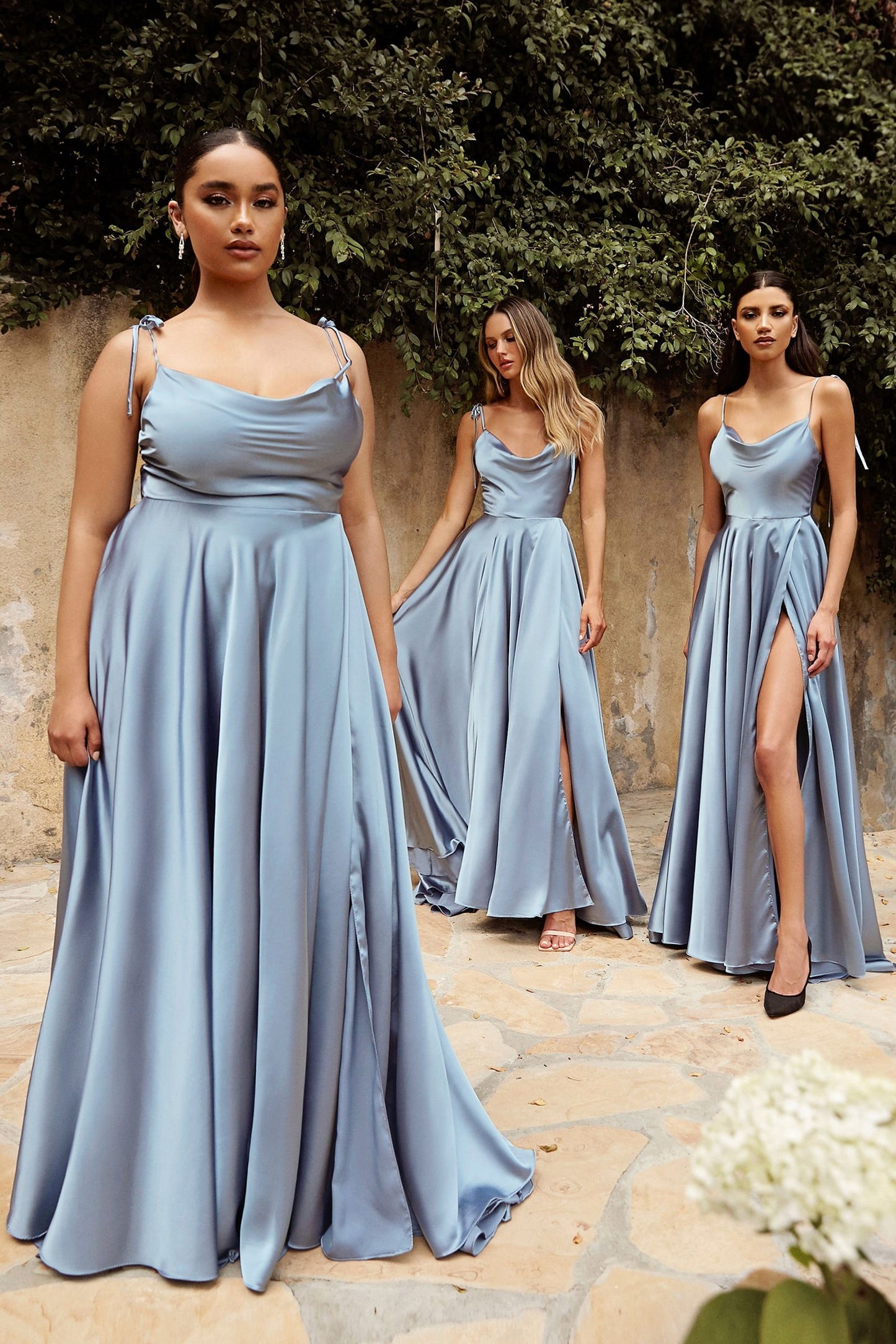 LONG SATIN A-LINE DRESS BY CINDERELLA DIVINE BD104