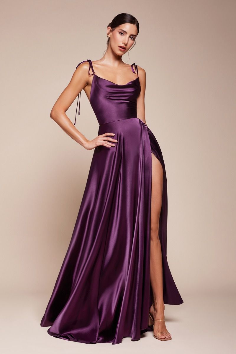 LONG SATIN A-LINE DRESS BY CINDERELLA DIVINE BD104