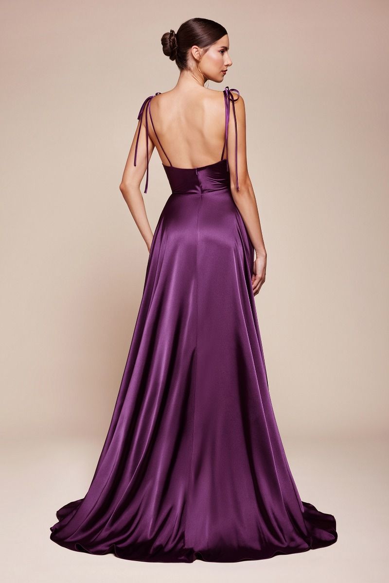 LONG SATIN A-LINE DRESS BY CINDERELLA DIVINE BD104