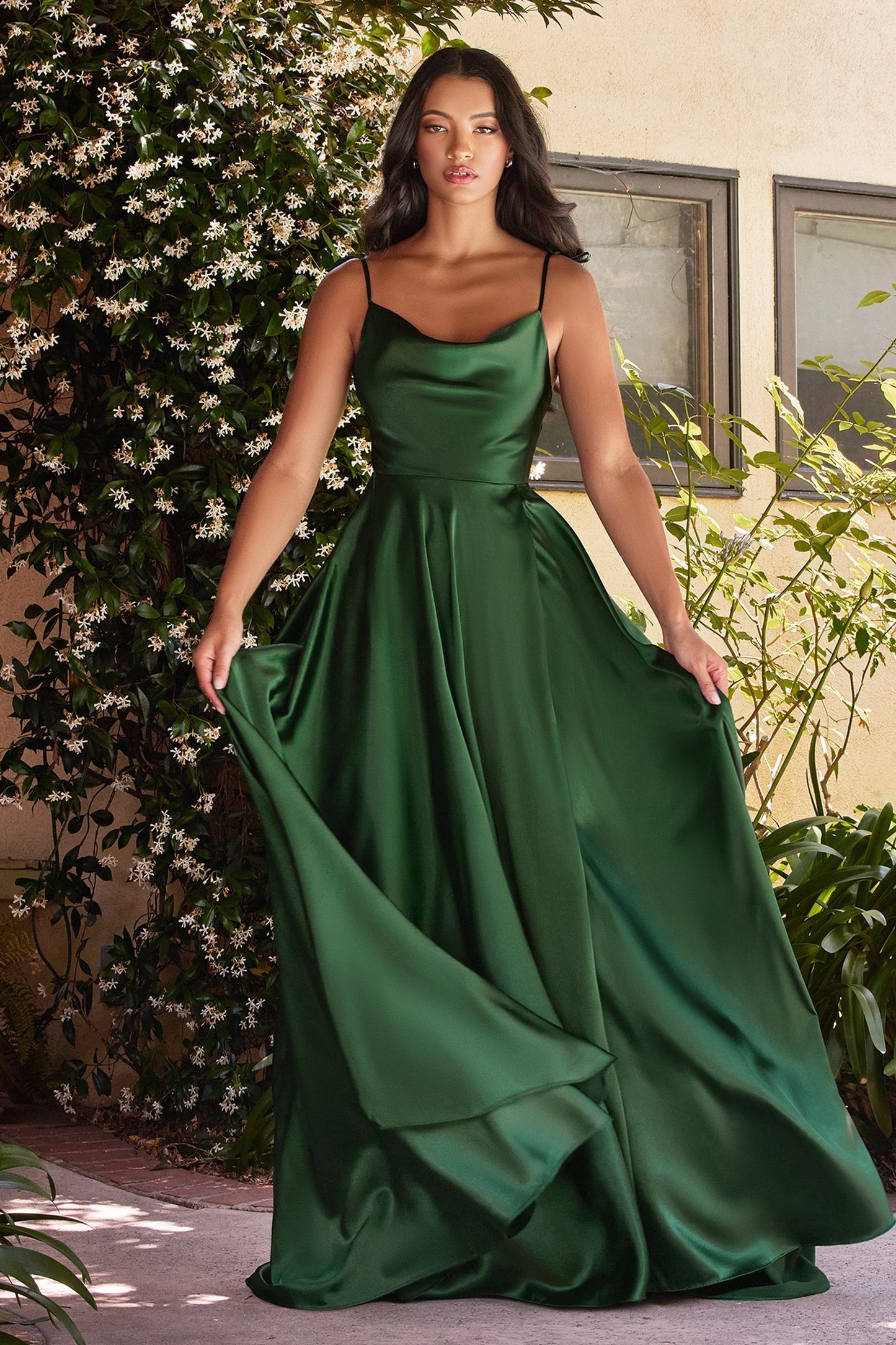 LONG SATIN A-LINE DRESS BY CINDERELLA DIVINE BD104