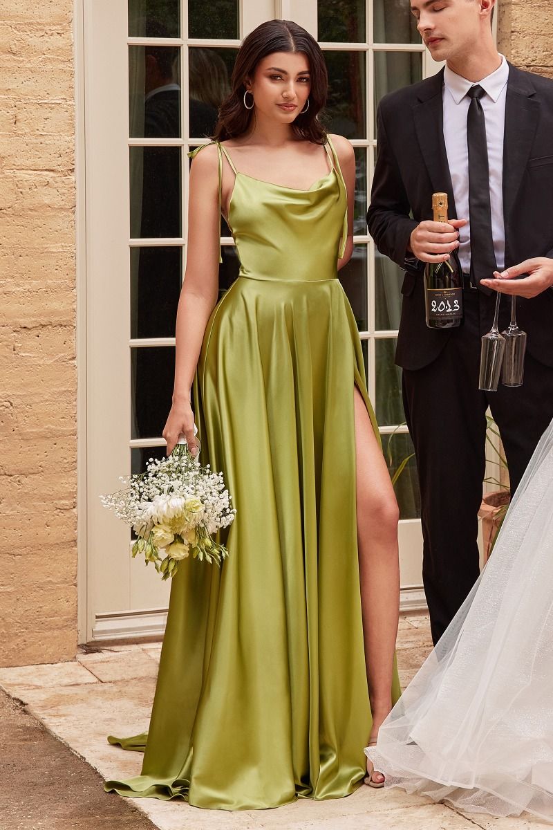 LONG SATIN A-LINE DRESS BY CINDERELLA DIVINE BD104