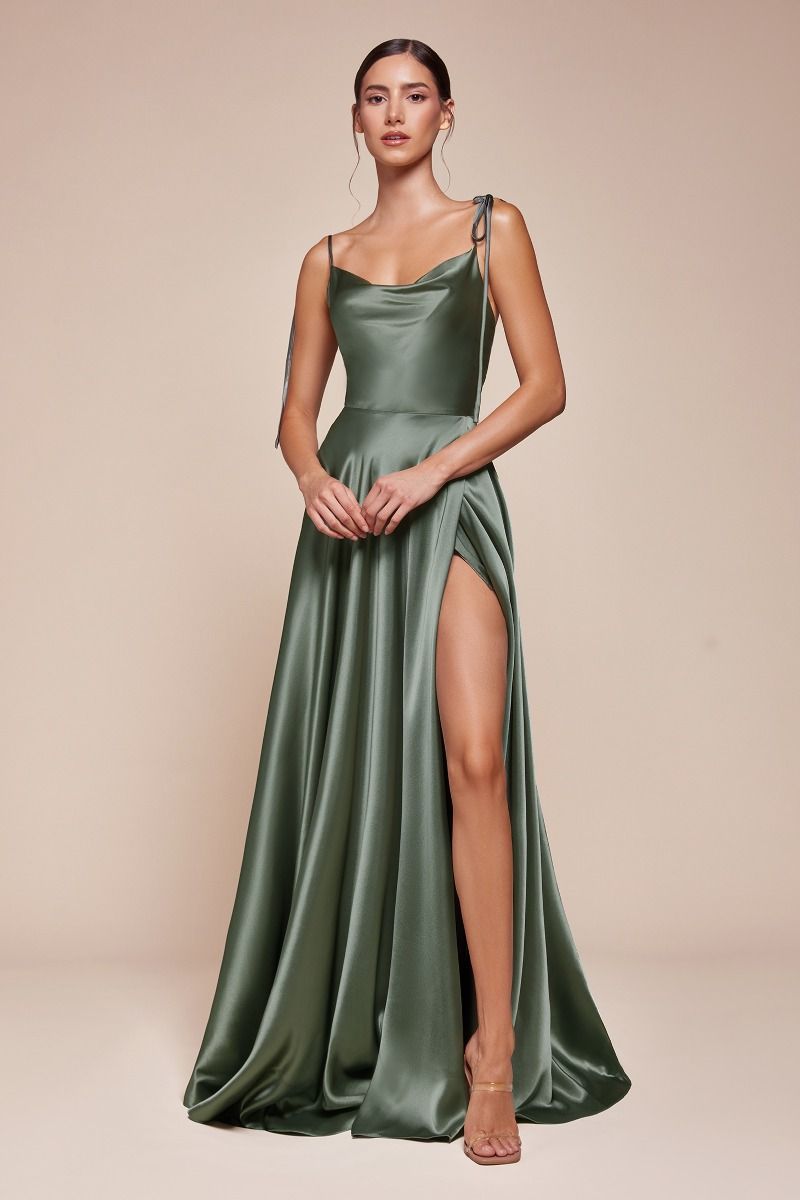 LONG SATIN A-LINE DRESS BY CINDERELLA DIVINE BD104