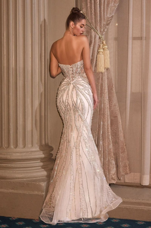Strapless Beaded Mermaid Wedding Gown - Ladivine CC0688W