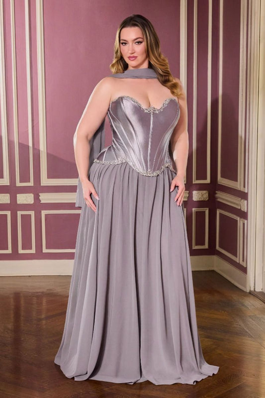 Plus Size Strapless A-line Gown by Ladivine CD668C
