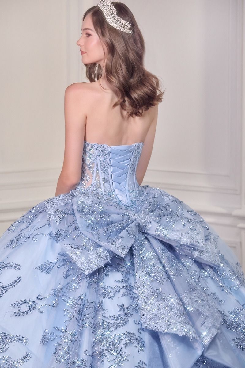 Sweetheart Strapless Applique Ball Gown - Ladivine 15732