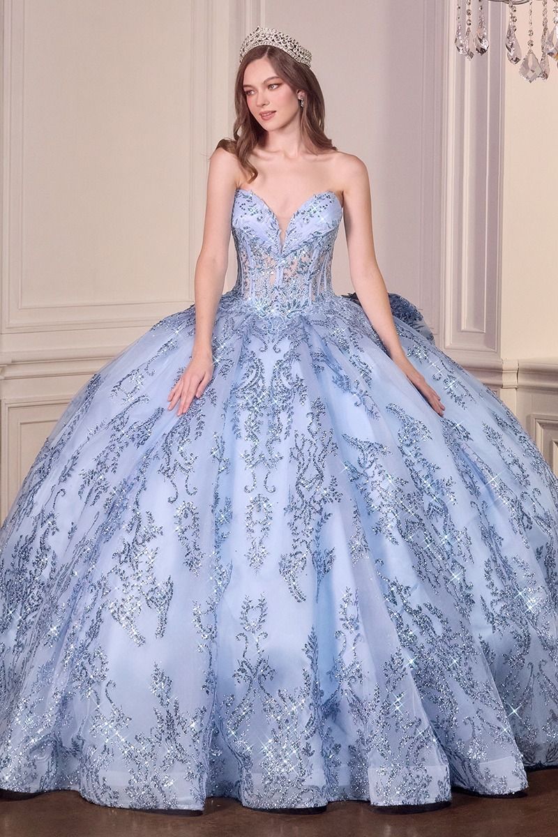 Sweetheart Strapless Applique Ball Gown - Ladivine 15732