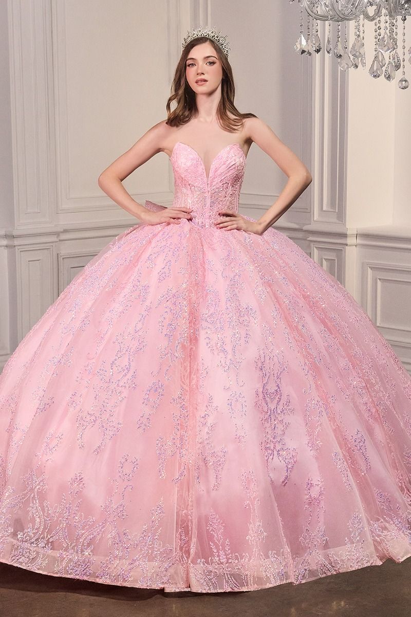 Sweetheart Strapless Applique Ball Gown - Ladivine 15732