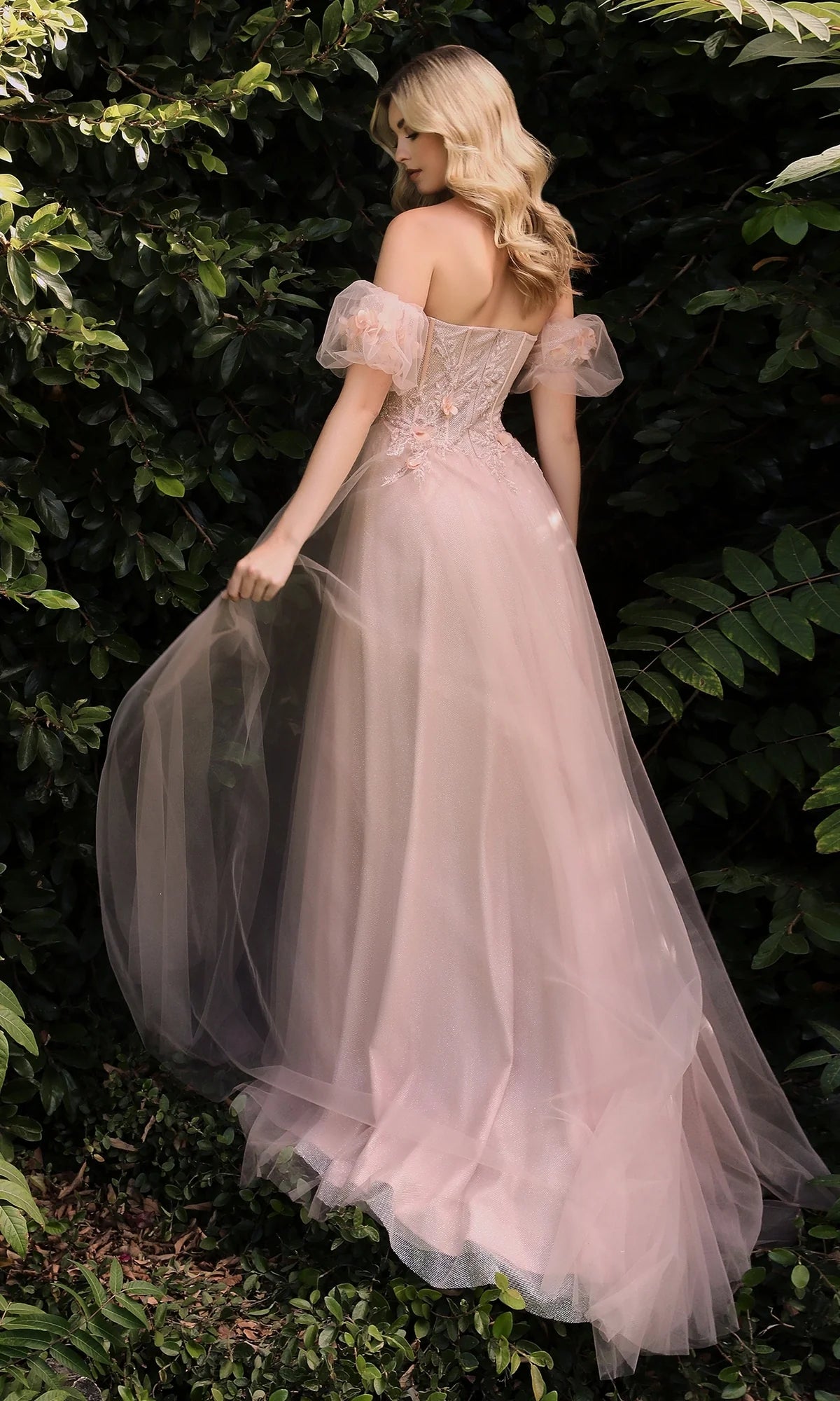 Off the Shoulder 3D Floral Ball Gown - Ladivine CB080