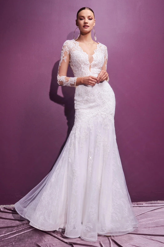 Long Sleeve Lace Bridal Gown - CD951W