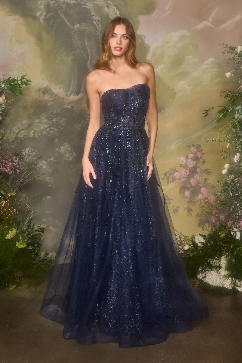 Strapless Beaded Ball Gown - Andrea & Leo A1491