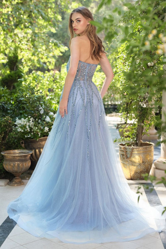 Strapless Beaded Ball Gown - Andrea & Leo A1491