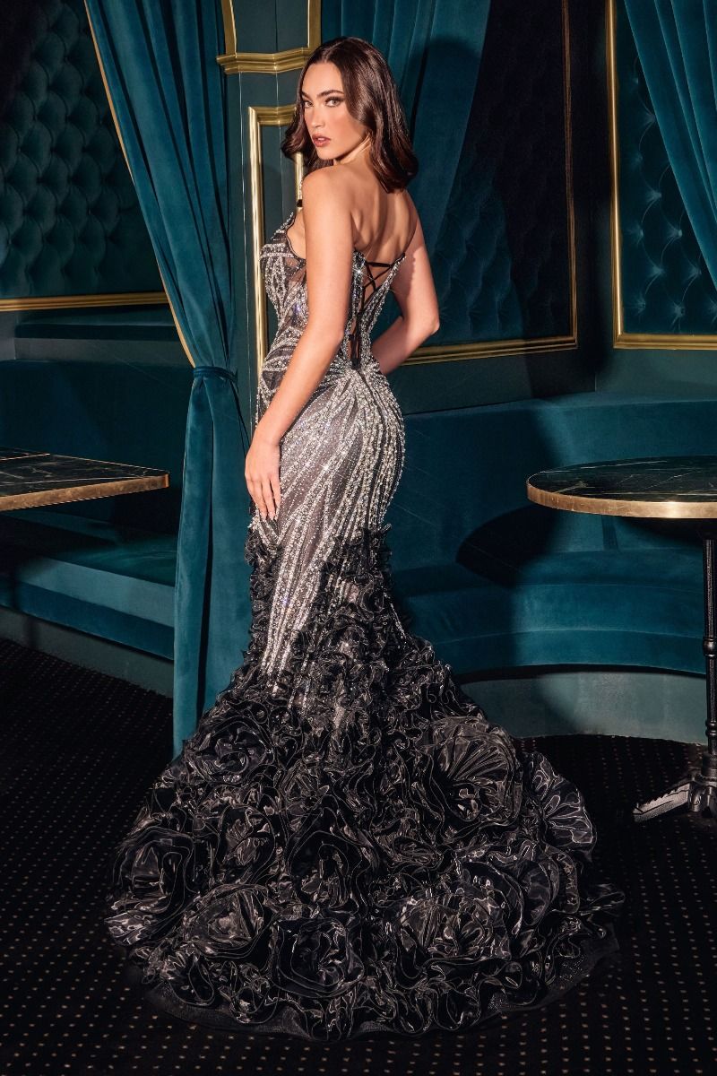 Beaded Strapless Mermaid Ruffle Prom Gown - Ladivine CC2488