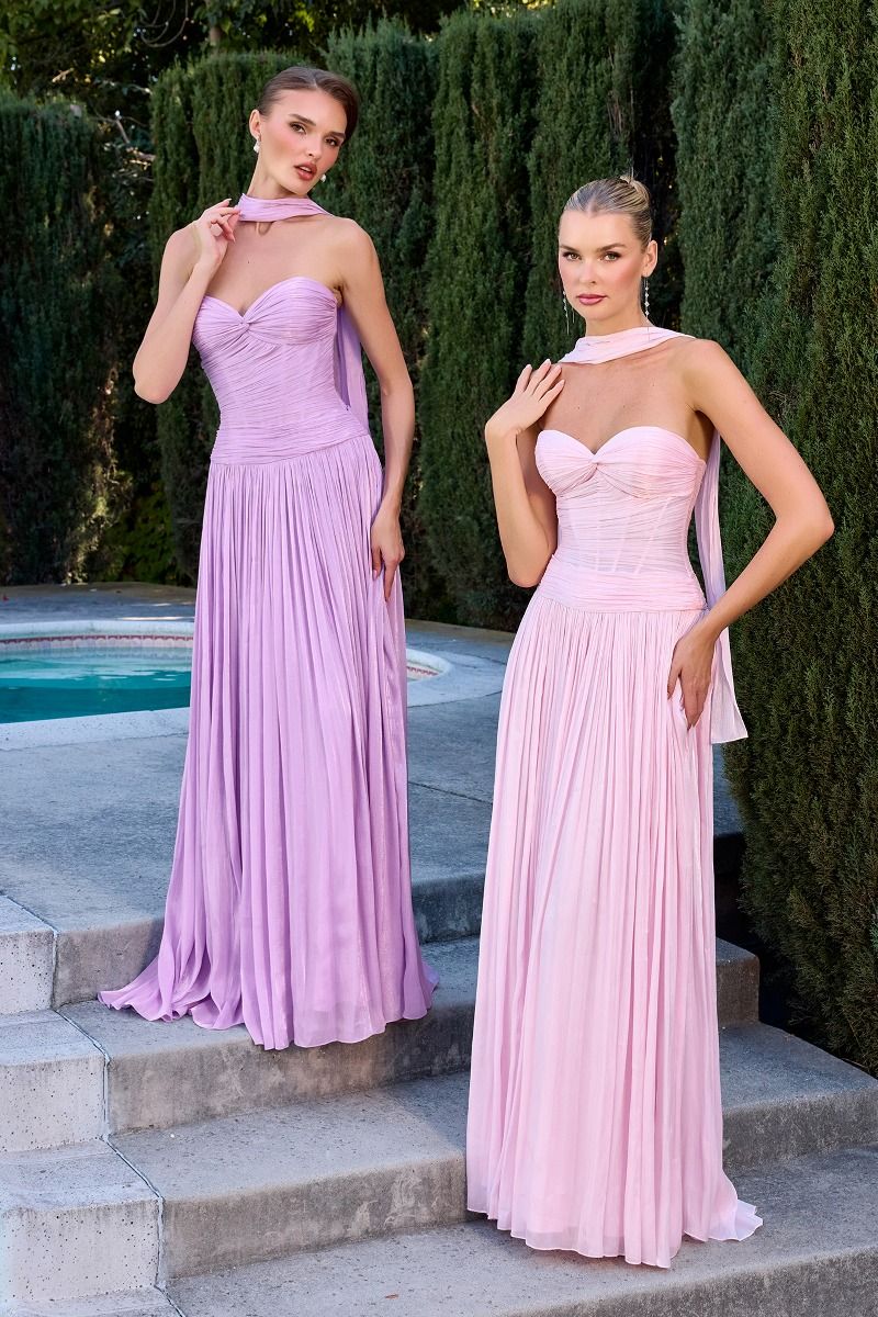 Strapless Chiffon A-line Gown - Ladivine CD414