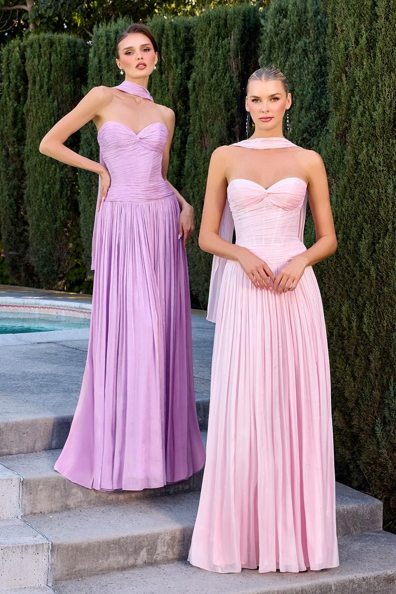 Strapless Chiffon A-line Gown - Ladivine CD414