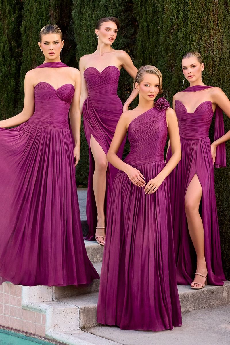 Strapless Chiffon A-line Gown - Ladivine CD414