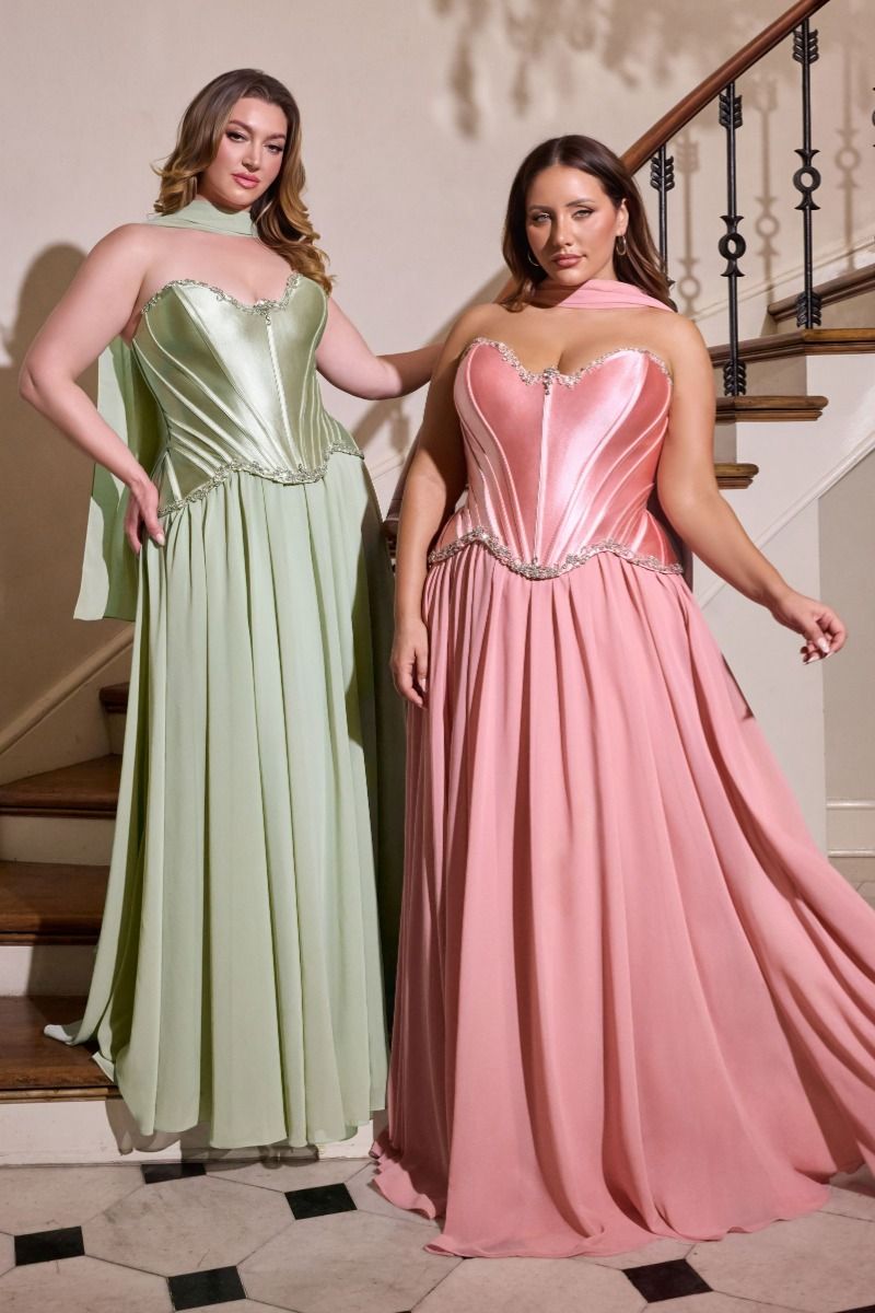 Strapless A-line Corset Gown - Ladivine CD668C