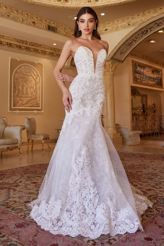 STRAPLESS LACE WEDDING DRESS BY CINDERELLA DIVINE CD928