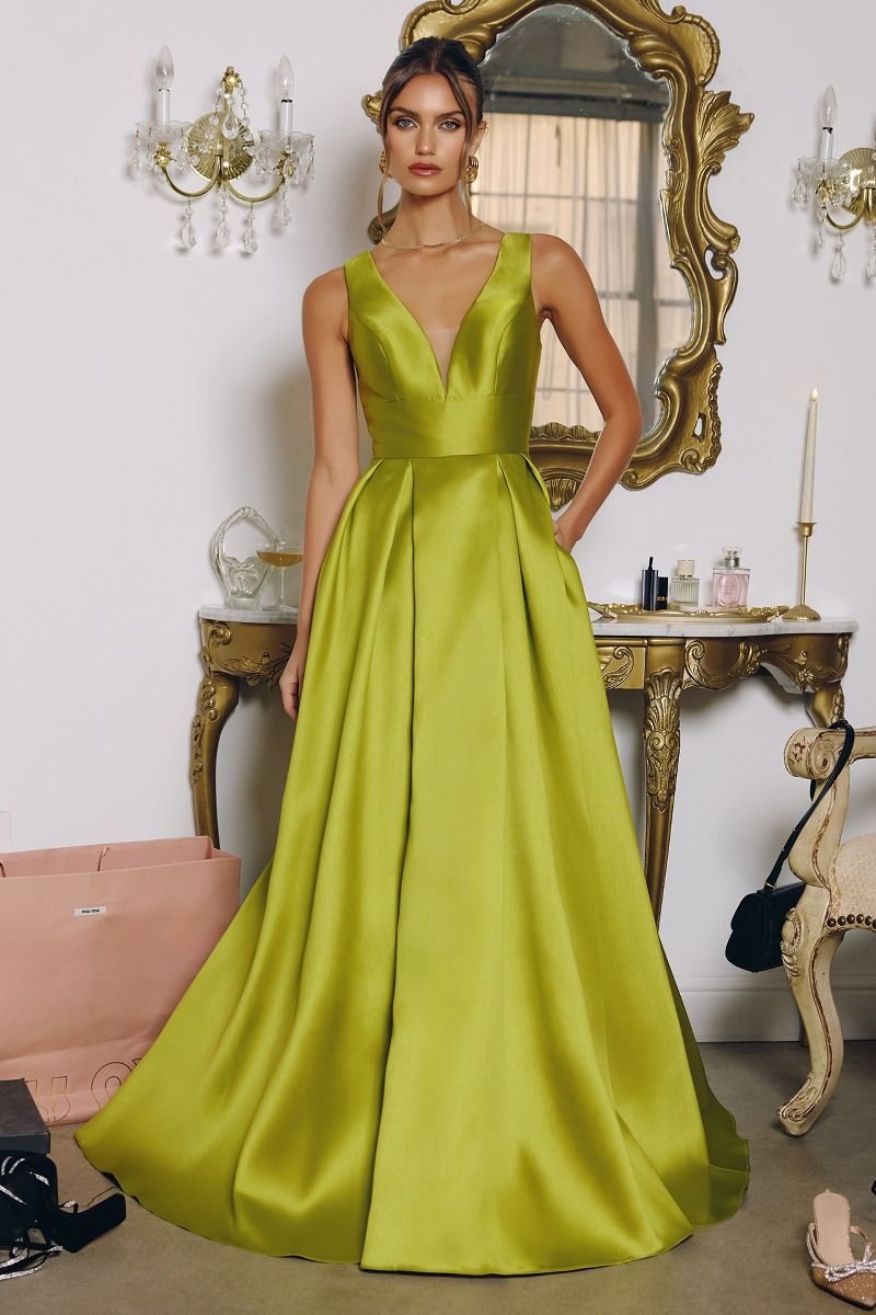 Sleeveless Satin Mikado A-line Gown - Amoris T814