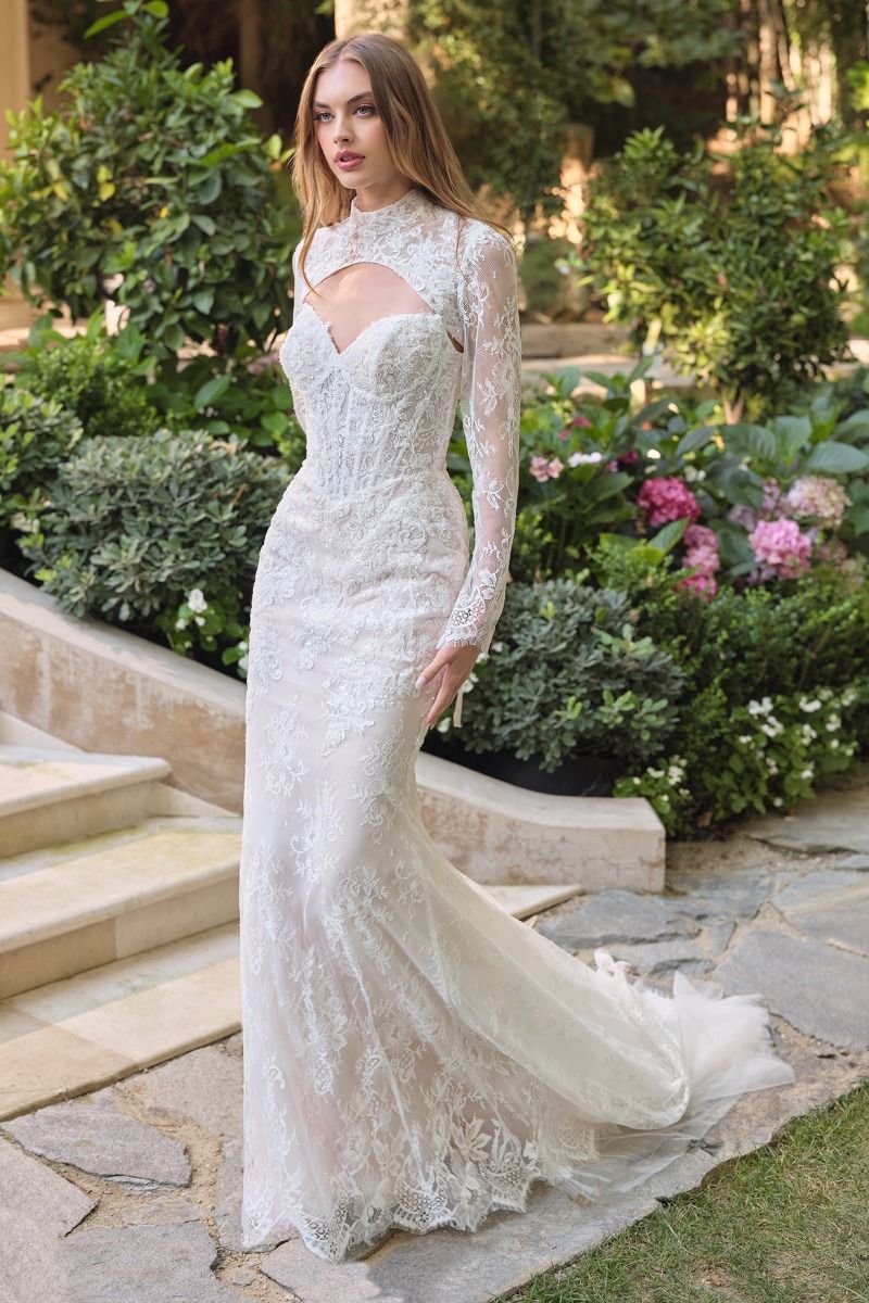 Mermaid Lace Bridal Dress with Detachable Bolero - Andrea & Leo WL071
