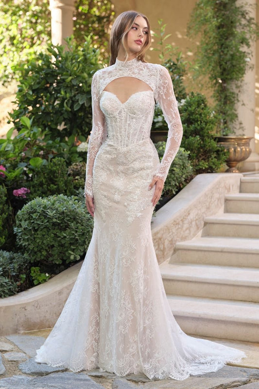 Mermaid Lace Bridal Dress with Detachable Bolero - Andrea & Leo WL071